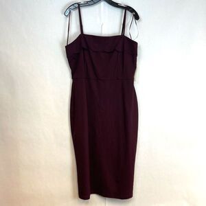 NWT Nine Britton Dress Women's XL Merlot Purple Sleeveless Midi Bodycon Lined